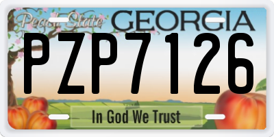 GA license plate PZP7126