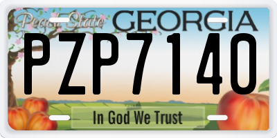 GA license plate PZP7140
