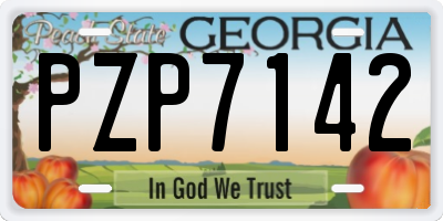 GA license plate PZP7142