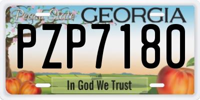 GA license plate PZP7180