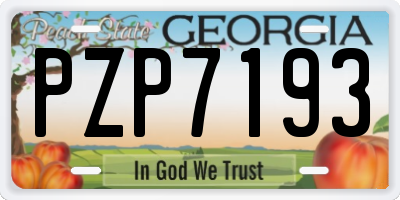 GA license plate PZP7193