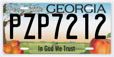 GA license plate PZP7212