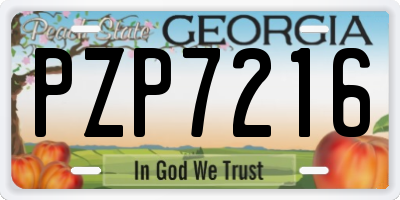 GA license plate PZP7216