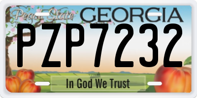 GA license plate PZP7232