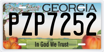 GA license plate PZP7252