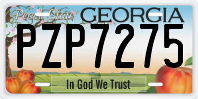 GA license plate PZP7275