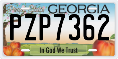 GA license plate PZP7362
