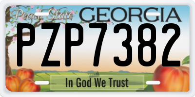 GA license plate PZP7382