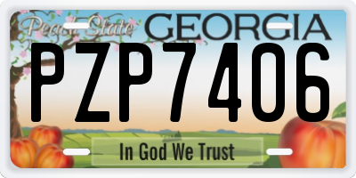 GA license plate PZP7406