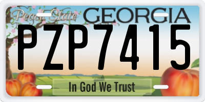GA license plate PZP7415