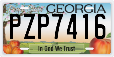 GA license plate PZP7416