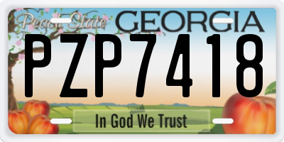 GA license plate PZP7418