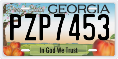 GA license plate PZP7453