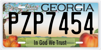 GA license plate PZP7454