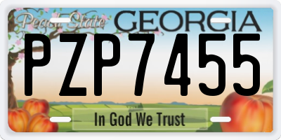 GA license plate PZP7455