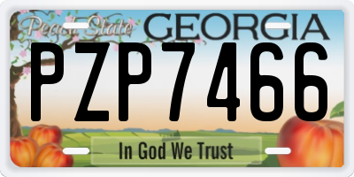 GA license plate PZP7466