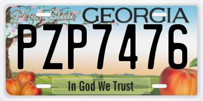 GA license plate PZP7476