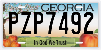 GA license plate PZP7492