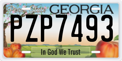 GA license plate PZP7493