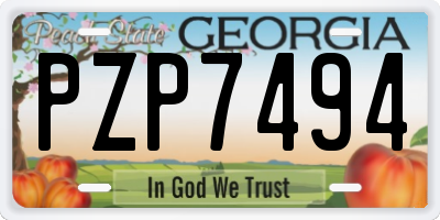 GA license plate PZP7494