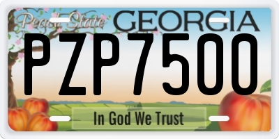 GA license plate PZP7500