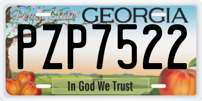 GA license plate PZP7522