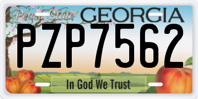 GA license plate PZP7562