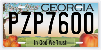 GA license plate PZP7600