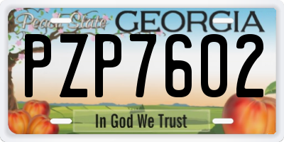 GA license plate PZP7602