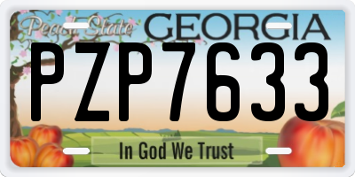 GA license plate PZP7633