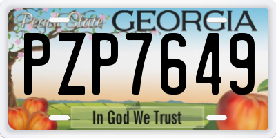 GA license plate PZP7649