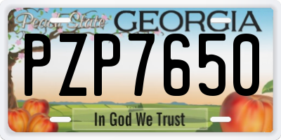 GA license plate PZP7650