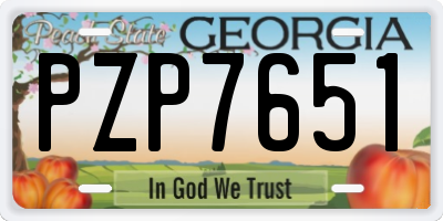 GA license plate PZP7651