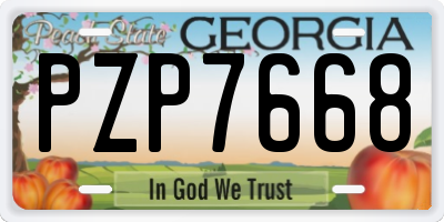 GA license plate PZP7668