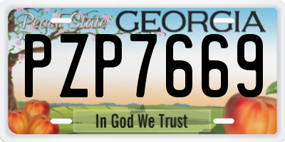 GA license plate PZP7669