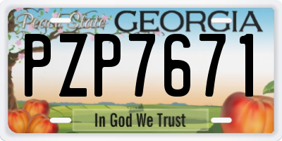 GA license plate PZP7671