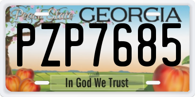 GA license plate PZP7685