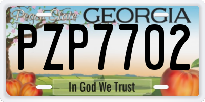 GA license plate PZP7702