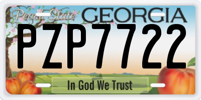 GA license plate PZP7722