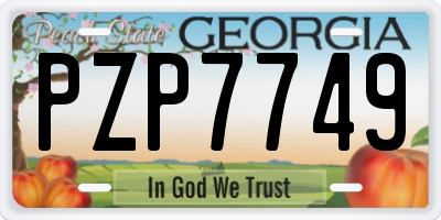 GA license plate PZP7749