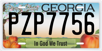 GA license plate PZP7756