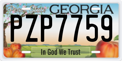 GA license plate PZP7759