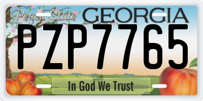 GA license plate PZP7765