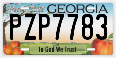 GA license plate PZP7783