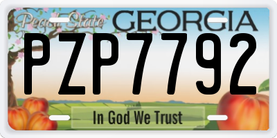 GA license plate PZP7792