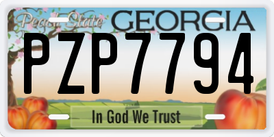 GA license plate PZP7794