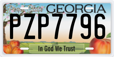 GA license plate PZP7796