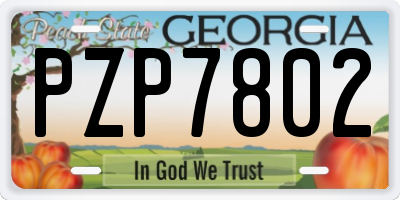 GA license plate PZP7802