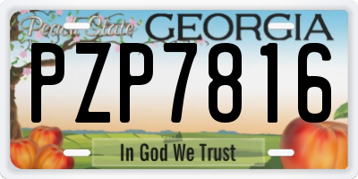 GA license plate PZP7816