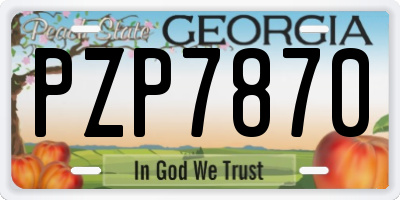 GA license plate PZP7870